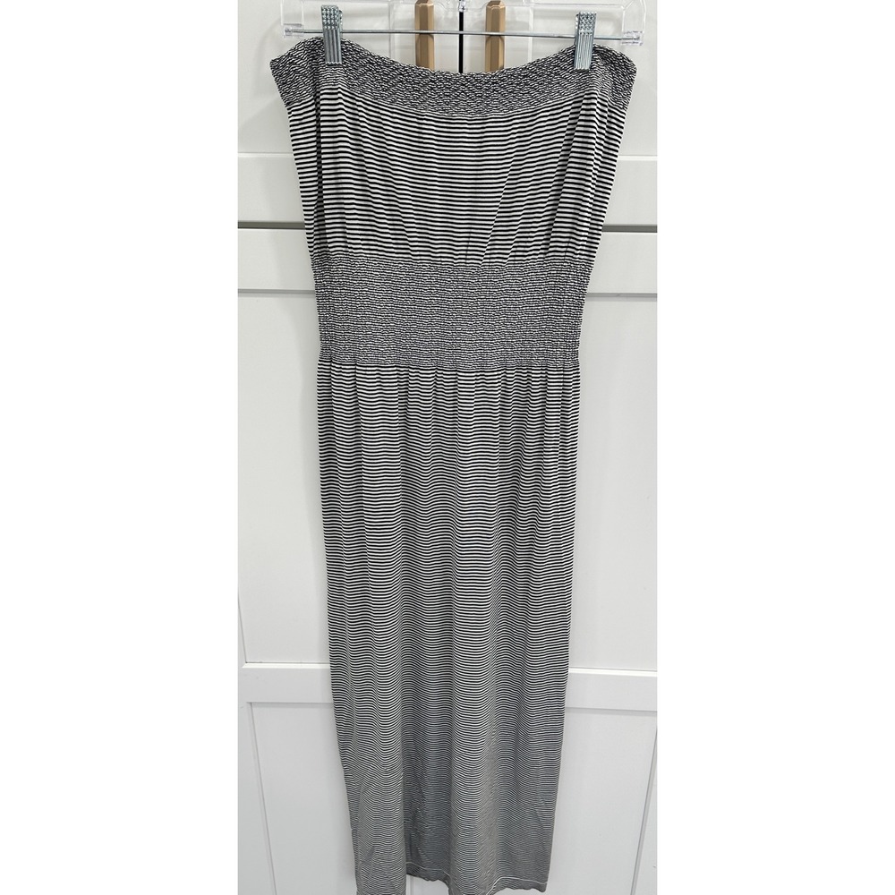 Lark + Grey Womens Strapless Smocked Maxi Dress‎ Black White Striped S M